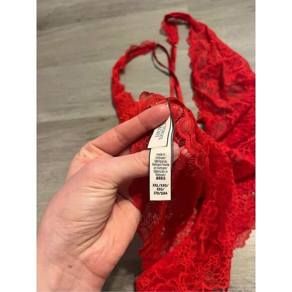 Victoria’s Secret Red Strappy Lace High Leg Bodysuit Sz 2XL - Picture 3 of 4